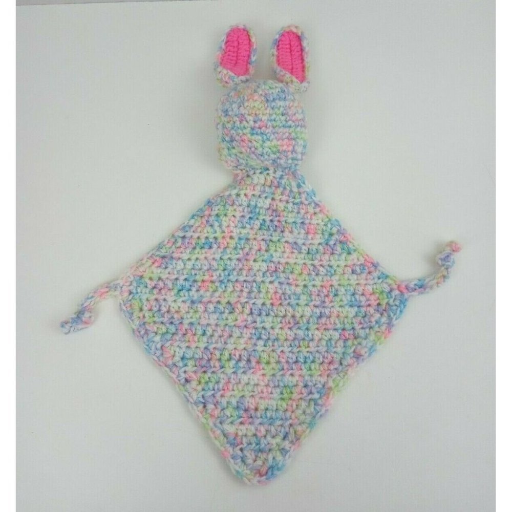 Bunny Lovey Blanket Baby Soother Muli-Color Bunny Crocheted